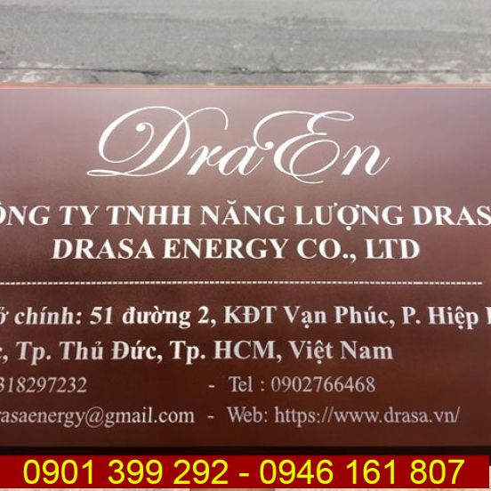 Bảng hiệu inox ăn mòn công ty Dra En bền, đẹp và giá rẻ