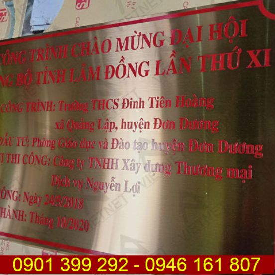 Bảng ăn mòn kim loại công trình chào mừng đại hội Đảng bộ tỉnh Lâm Đồng