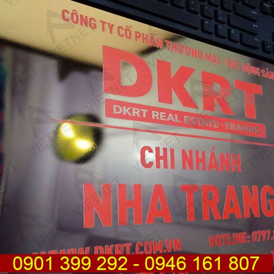 Bảng inox in UV tên công ty Bất Động Sản DKRT CN Nha Trang
