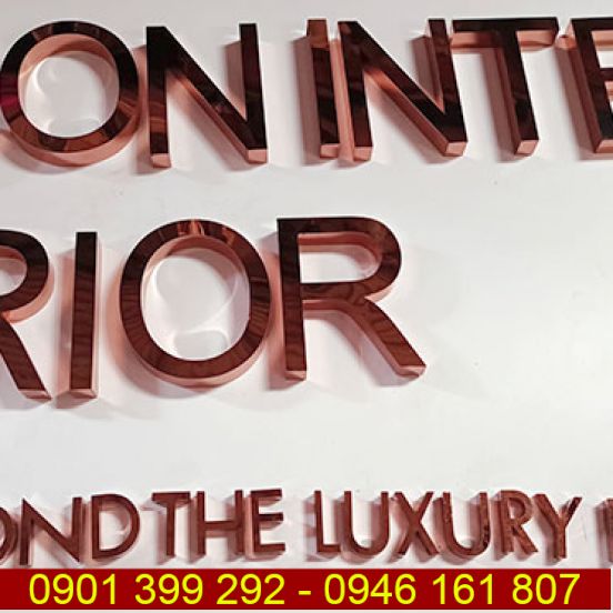 Chữ inox hồng gương Icon Interior