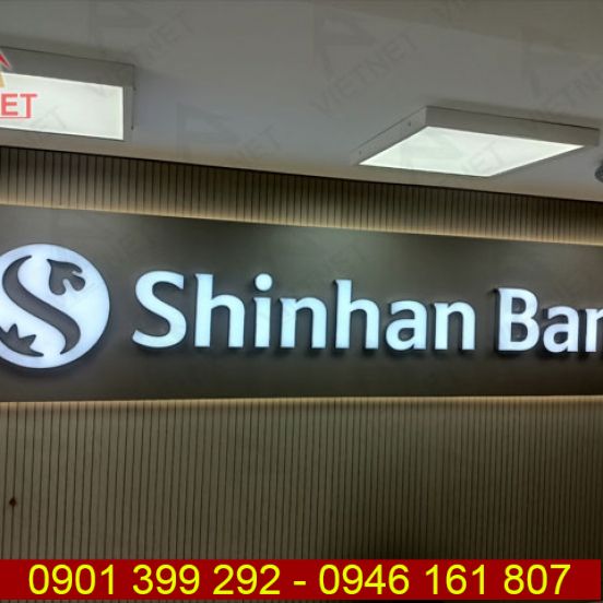 Chữ inox lồng mặt mica Shinhan Bank