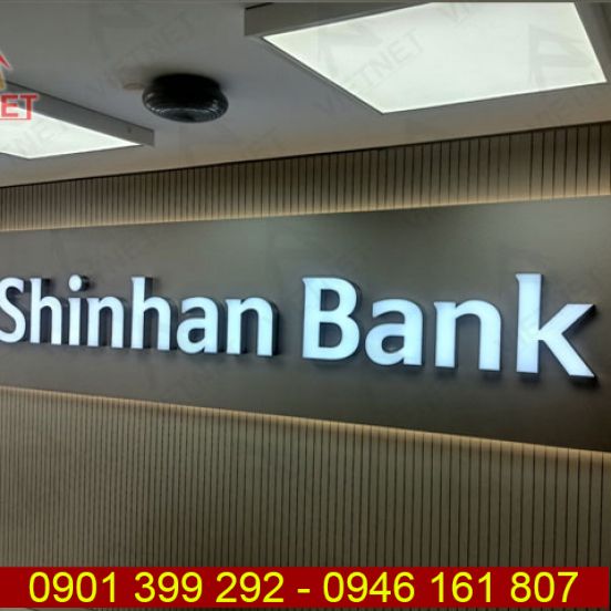 Chữ inox lồng mặt mica Shinhan Bank