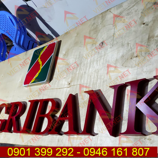 Chữ inox sơn hấp nhiệt bảng hiệu Ngân hàng Agribank