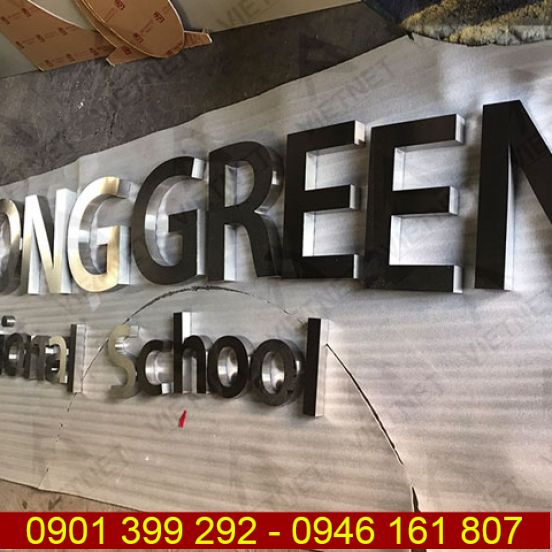 Chữ inox trắng xước Mekong Green International School
