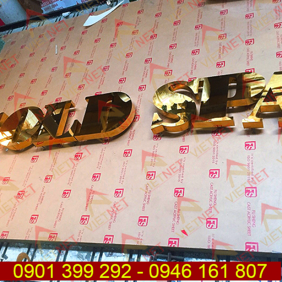 Chữ inox vàng gương bảng hiệu Gold Spa