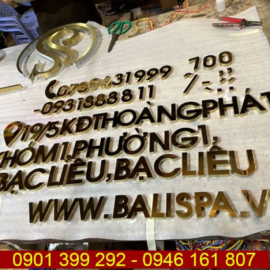 Chữ inox vàng gương Viện thẩm mỹ Bali Spa