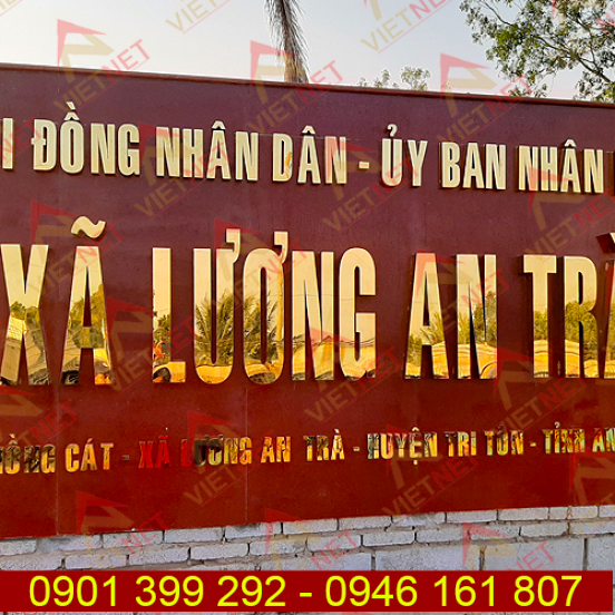 Chữ inox vàng gương bảng hiệu UBND Xã Lương An Trà tỉnh An Giang