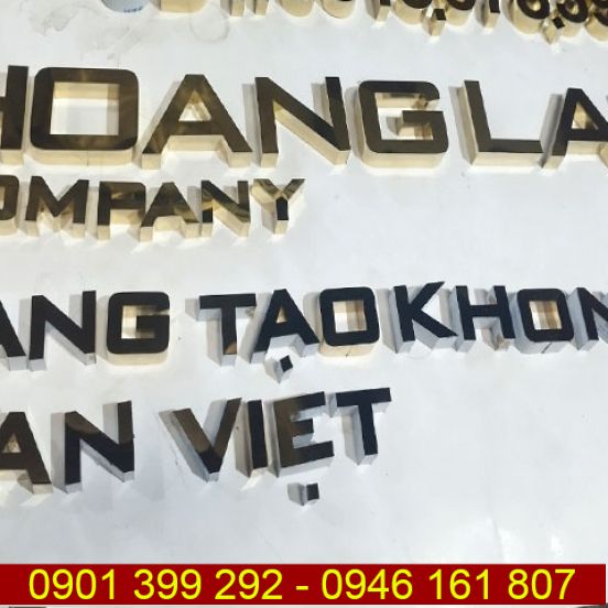 Gia công chữ inox vàng gương Hoàng Lam company