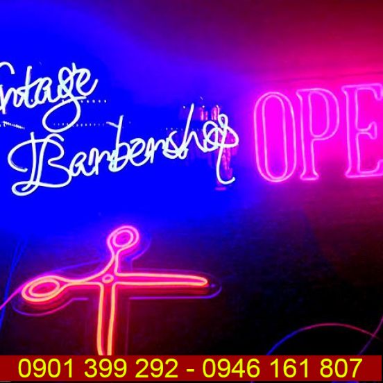 Hộp đèn neon sign Barber Shop 