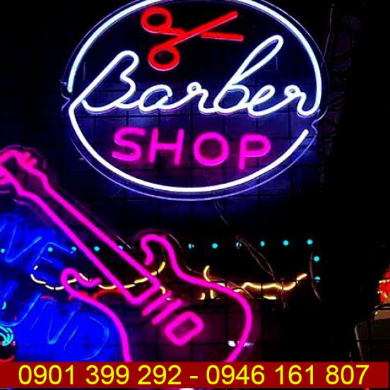 Hộp đèn neon sign Barber Shop 