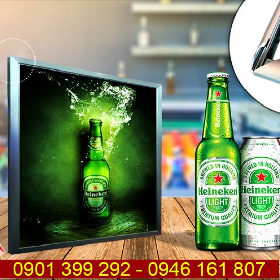 Hộp đèn siêu mỏng nắp bật thương hiệu Heineken