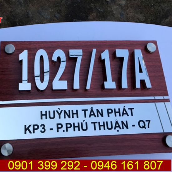 Làm bảng số nhà inox ăn mòn tại Huỳnh Tấn Phát, Quận 7