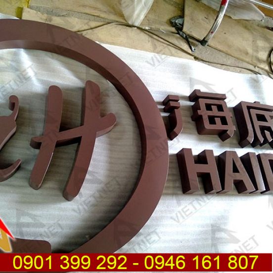 Chữ inox sơn hấp nhiệt bảng hiệu Nhà hàng HaiDiLao Hotpot