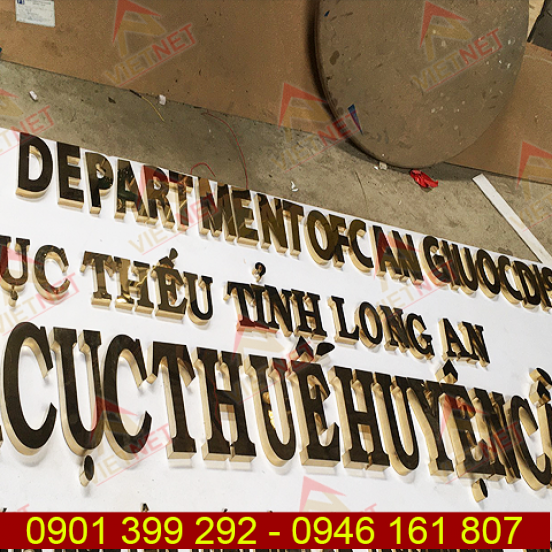 Chữ inox vàng gương Chi Cục Thuế huyện Cần Giuộc tỉnh Long An