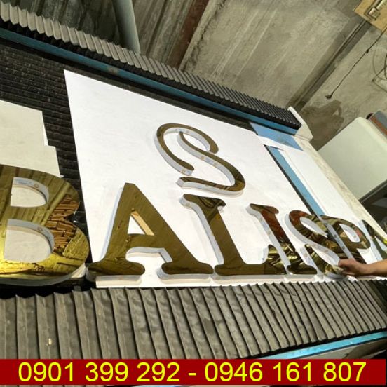 Chữ inox vàng gương Viện thẩm mỹ Bali Spa