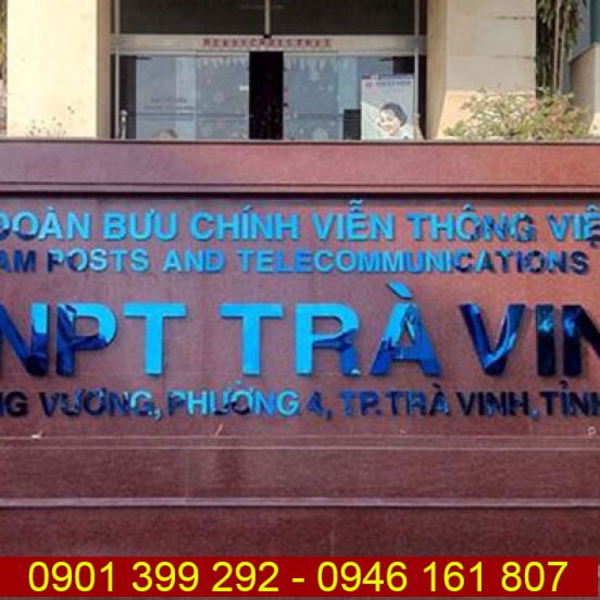 Chữ inox xanh gương Tập Đoàn Bưu Chính VNPT Trà Vinh